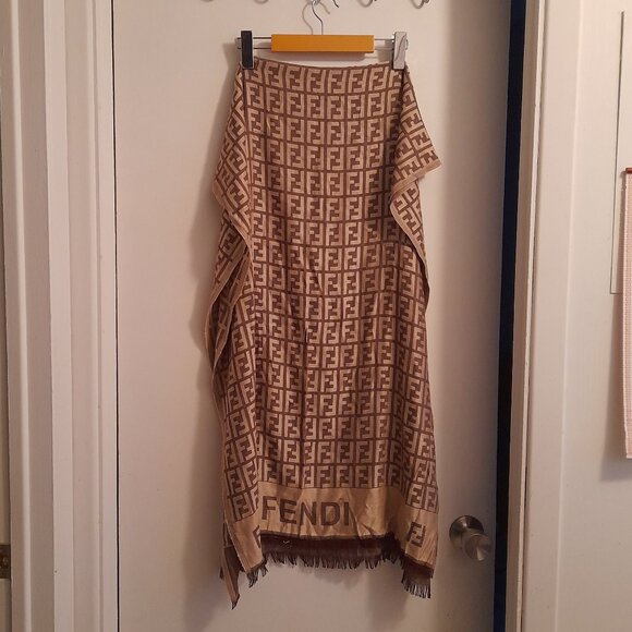 Fendi wool & silk Monogram Scarf/Shawl/Wrap. - Picture 11 of 12